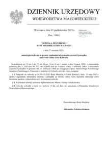 UCHWAŁA NR CI/880/2023 RADY MIEJSKIEJ GÓRY KALWARII z dnia 27 września 2023 r. zmieniająca uchwałę w sprawie regulaminu utrzymania czystości i porządku na terenie Gminy Góra Kalwaria.